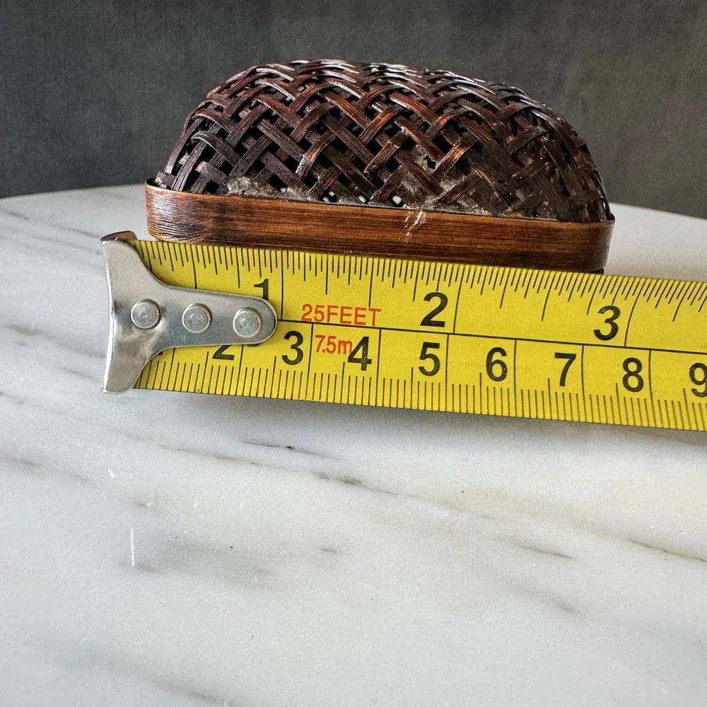 Vintage Chinese/ Japanese Style Woven Bamboo Storage Trinklet Box 4